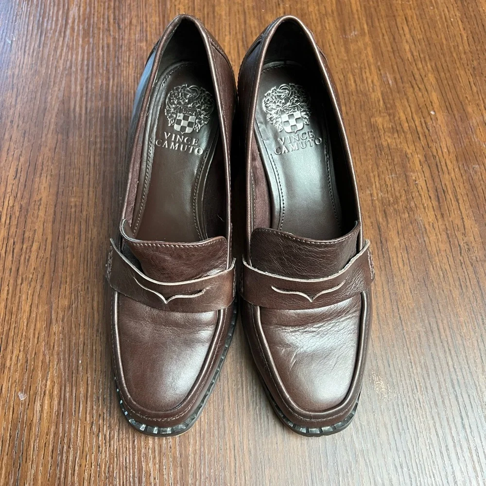 Vince Camuto Carigina Block Heel Leather Work Loafers, size 8 - Picture 3 of 7